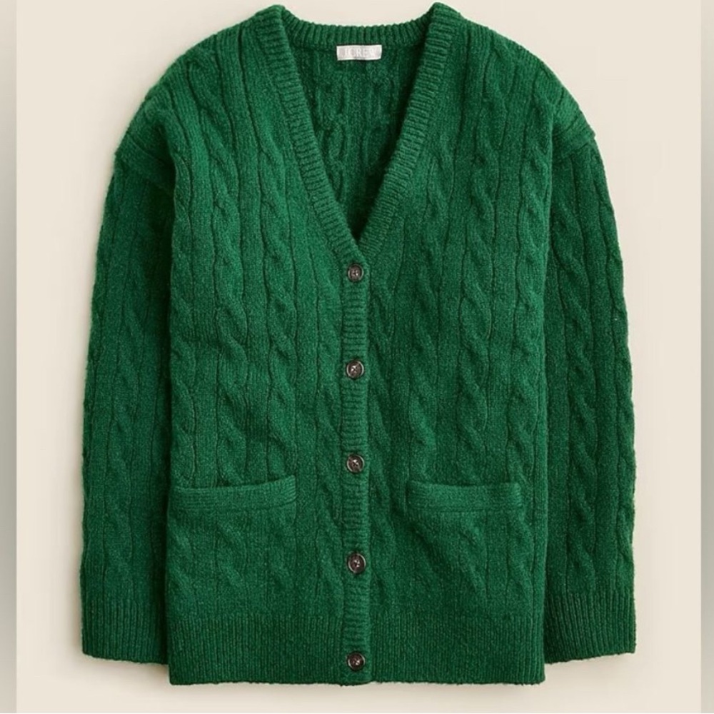 NWT J. Crew Emerald Cable Knit Cardigan